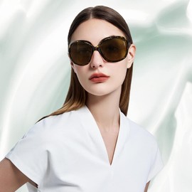 Joopin Oversized Sunglasses for Women Fashion Large Frame Designer Sun Glasses Polarised UV Protection Big Sunnies Shades Ladies (Crystal Amber)