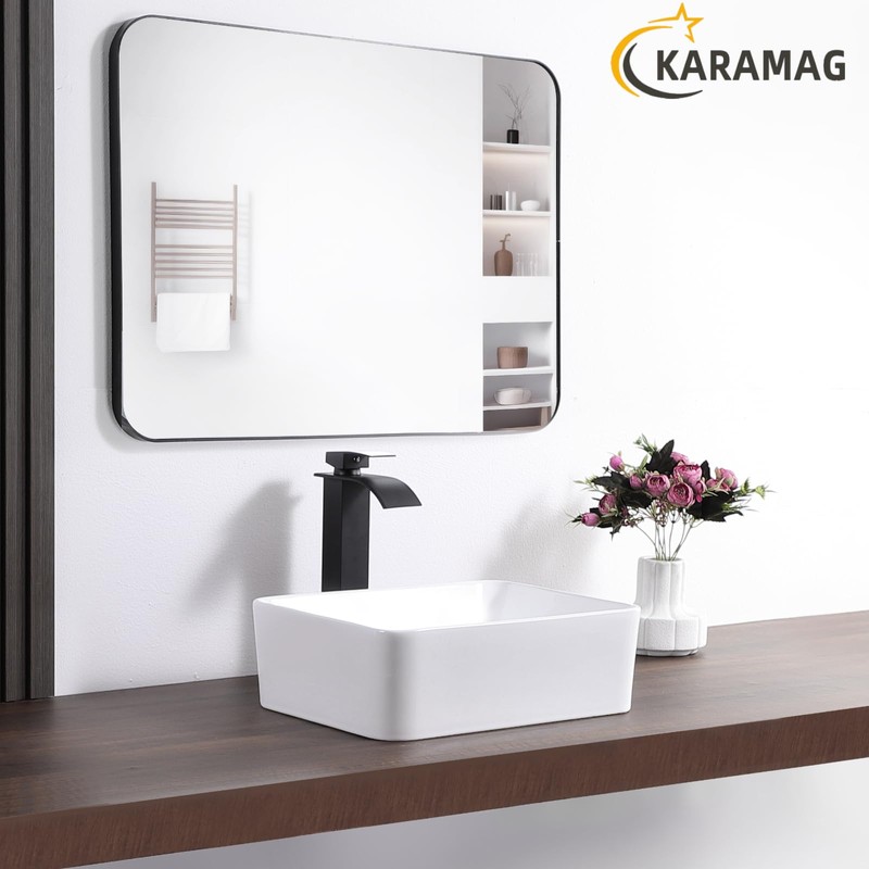 White Vessel Sink Rectangle 16"x12" Bathroom Sink Rectangular Modern Above