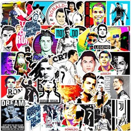 FUNTOOB Soccer Star Player Stickers 50pcs, Football Star Stickers for Adults Boys Girls Teens, Vinyl Waterproof Sticker for Water Bottles Laptop, Soccer Sticker Party Favors Gift for Football Fans