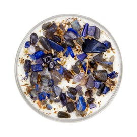 Third Eye Chakra Candle by New Moon Beginnings - Chakra Candles - Dried Flower, Herb, & Crystal Candles - Aromatherapy Candles - Soy Candle - 12oz Glass Jar