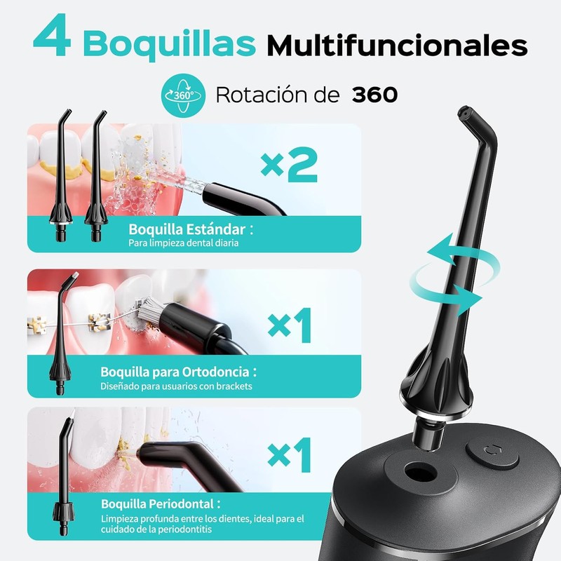 COSLUS C50 Irrigador Bucal Portátil para Dientes, 4 Modos y