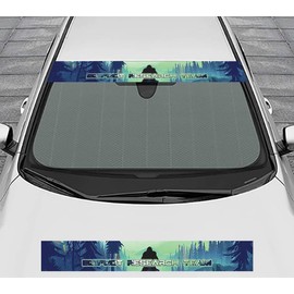 Bigfoot Research Team Vinyl Windshield Sun Visor Strip Banner Sasquatch Mountain Fits Car Truck or SUV Compatible with for Jeep Silverado Sierra GMC Ford Trucks Cars SUV's Style #B