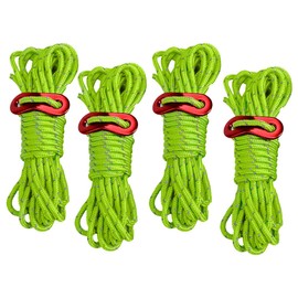 SJBAUTYO 4 x Reflective Guy Ropes with Aluminium Rope Tensioner, 4 m Tent Cord with Guy Buckle, Φ 4 mm Nylon Cord Tension Cord Camping Cord Storm Tape for Tent Awning Washing Line