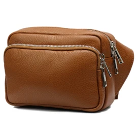 SH Leder Jisoo G412 Genuine Leather Waist Bag for Women Men Unisex Belt Bag for Festival Travel Bum Bag Medium Crossbody Bag Women Leather Bag 18 x 13 cm, Cognac, M