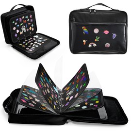 Mezchi Enamel Pin Display Book For Collectors, 13 Inch Large Pin Trading Book, 6 Pages Pin Collection Display Bag, Pin Collection Storage Binder Board for Pins, Brooches, Pins Not Included