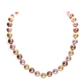 EMIUSS Women's Pearl Necklace Multicoloured, Freshwater Cultured Fashion Costume Pearl Jewellery 19 Inch/10mm