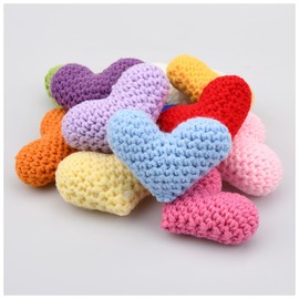 Wisafory Pack of 12 Heart Crochet Heart Crochet Appliques Crochet Heart Shaped Ornament Crochet Hearts Accessories for Gifts Clothing Bag DIY Sewing Crafts Decoration Mixed Colours