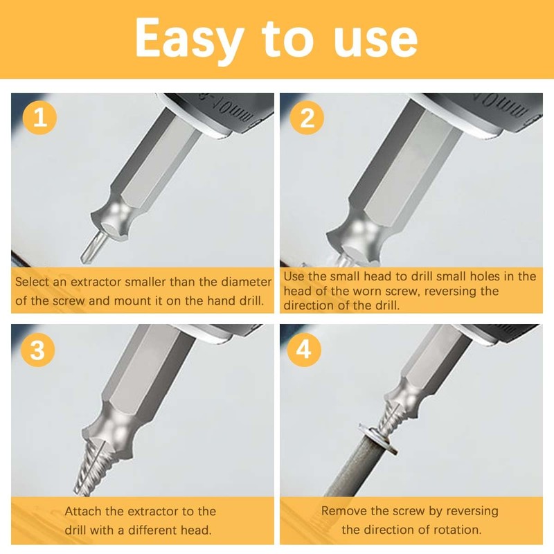 5 Pcs Damaged Screw Extractor Set, Double Ended Broken Bolt