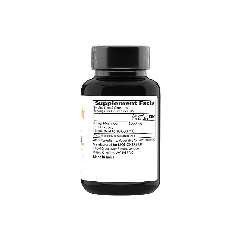 MONOHERB Chaga Mushroom Extract 1000 mg - 90 Vegetarian Capsules