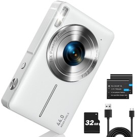 CAMKORY Digital Camera, Kids Camera FHD 1080P Camera for Photography and Video, (White)