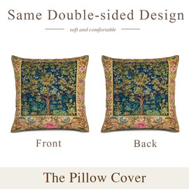 William Morris Tree Original Throw Pillow Covers Cozy Square Throw Pillowcases Square Couch Cushion Cover for Home Decor Sofa Living Room Bed Car 18x18 Set of 2, Floral-15