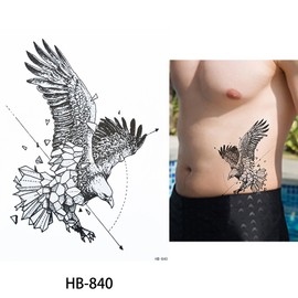 2 Blätter Temporäres Adler Tattoo Raubvogel Tattoo Wal Tattoo grafisches Tattoo Klebetattoo HB840 877