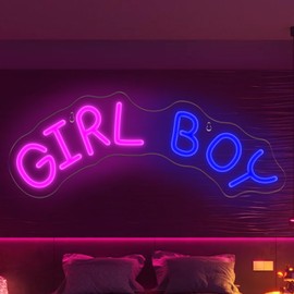 Neonawall Girl Boy Sign, Boy Or Girl Gender Reveal Decor,Signs for Bedroom,Light Up Sign for Party,Neon Lights for Wall Decor 16.5 x 6.3 inch