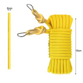 Washing Line Rope, 15m Heavy Duty Clothes Line nylon Cloth Braided Clothesline Diameter 8mm Travel Clothes Line Polyester Clotheslines with 2 Hooks Non-Slip Does Not Fade for Outdoor Garden Camping