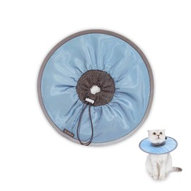 Soft Cat Cone Collar, Adjustable Protective Cat Recovery Collar to Stop Licking & Scratching, Comfortable Lightweight Elizabethan Collar for Cat Kitten Wound Care (M, Blue)