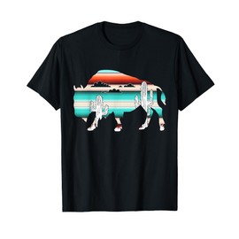 Funny Bison desert Cactus Serape Western T-Shirt