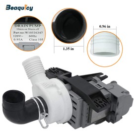 W10536347 W10155921 W10049390 Washer Drain Pump by Beaquicy - Replacement for Ken-more Whirl-pool May-tag washer - Replaces W10217134 W10281682 AP5650269 PS5136124 EAP5136124 - 3 Mounting Screws