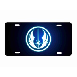 Jedi Order Novelty Front Plate, Blue, Green or Red Symbol, Black Background 12 x 6 inches Decorative Vanity Car tag (Blue)