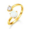 SIMPLGIRL Opal Rings 925 Sterling SIlver Stacking Rings Adjustable Rings