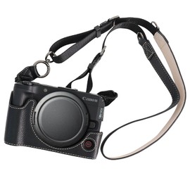 VOVMOEYA Camera Case for Canon EOS R50 V,eos r50v Half case,PU Leather Case Set with Shoulder Strap - Precise Fit,Tripod Compatible