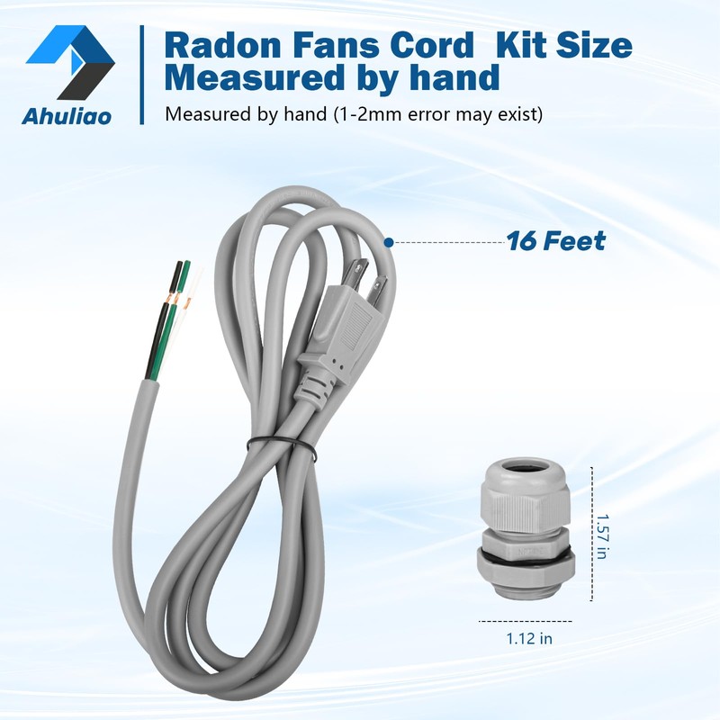 Power Cord Kit for RadonAway Radon Fans and Spruce Dryer