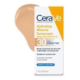 CeraVe Filtro Solar con Tinta SPF 30 50 ml | Protección Solar Resistente al Agua, Fórmula Suave y Ligera, Ideal para Piel Sensible, Controla Brillos y Proporciona Hidratación Todo el Día