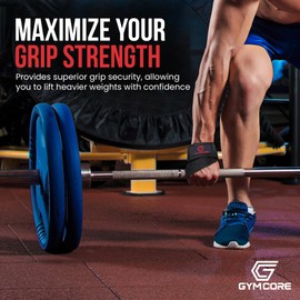 GYM CORE Figure 8 Lifting Wrist Straps - Durable and Comfortable Fitness Equipment Wrist Support Wraps for Men and Women - Breathable Padded Gym Equipment for Weightlifting, and Training, BLACK RED