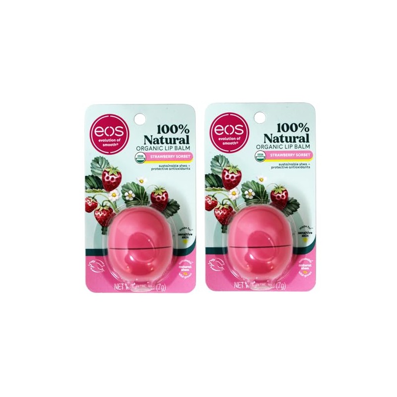 eos Smooth Lip Balm Sphere, Strawberry Sorbet 0.25 oz (Paquete