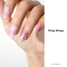 NAILOG Semi-cured Gel Nail Stickers (34 Pieces), Nail Seal Curing Type, Long Lasting, Salon Quality, Nail Stickers, Nail Kit, Beautiful Gloss, Boule, Art Design, Butterfly, Spring | Flying Wings