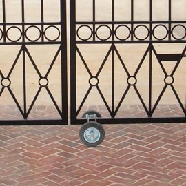 Undercat Sliding Gate Kit, 6” Rolling Gate Hardware Kit, with Pipe Track Wheel, Wall Track Bracket, U-Bolt, Latch, Rear Wheel Bracket, Heavy Duty Sliding Gate Rollers for 1.26-1.89 in Frame & Track