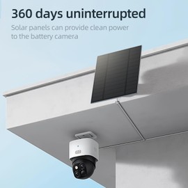 5W Solar Panels for Security Camera, Solar Panel with Micro USB & USB-C Port for DC 5V Outdoor Rechargeable Battery Camera, IP65 Waterproof, 360° Adjustable Security Mount, 9.8ft Cable（1PC）