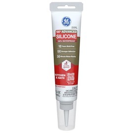 GE Advanced - Calafatín de silicona para cocina y baño, transparente, tubo de 3.8 onzas líquidas, 1 paquete - Sellador de silicona 100% impermeable, 5 veces más fuerte, a prueba de encogimiento y