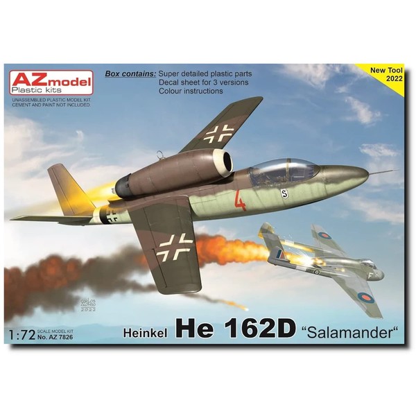 AZ Model AZM7826 1/72 German Air Force Heinkel He162D Salamander Plastic Model Molded Color