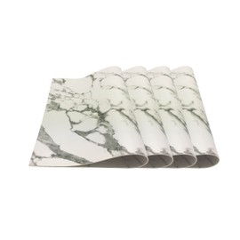 Marble Leather Table Mats, Set of 4 Leather Placemats, Waterproof Marble Placemats, Non-Slip Heat Resistant Kitchen Table Mats for Kitchen Dining Table Supplies (Marble/Square, 4)