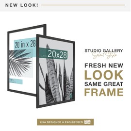 MCS Studio Gallery 20x28 Poster Frame Black Woodgrain, Vertical & Horizontal Wall Hanging Large Picture Frame for Photos, Posters & Art Prints (2-Pack)