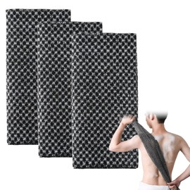 ExcellaElite ExcellaElite Exfoliating Shower Towel 3 Pcs Exfoliating Towel, Exfoliating Cloth Black Checkered Exfoliating Antibacterial Shower Towel,Dead Skin Remover for Body for Body Cleansing and Massage