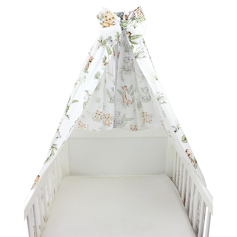 TupTam Baby Cot Canopy with Crown and Bow, Safari/Lion/Brown/Leaves/Green, ca.