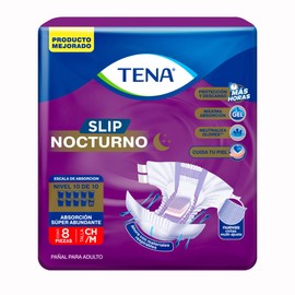 TENA Slip Nocturno - Pañales Para Adulto, Talla CH/M, 8 Piezas
