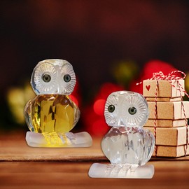 Veclotch Mini Crystal Glass Owl Figurine Paperweight Table Centerpiece Ornament Decorative Owl Bird Statue for Table Home Decoration Set of 2