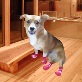 Lunali Dog Socks Socks for Dogs Anti-slip Velcro Set of 4 (M, Black)