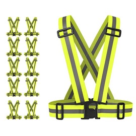 Adjustable Safety Suspenders/Harness 10 Pcs Pack (Neon Green)