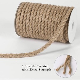 Tenn Well 10mm Jute Rope, 15 Meters Natural Heavy Duty Twine Rope Decorative Jute Cord for Crafting, Gardening, Bundling, Cat Scratch Post
