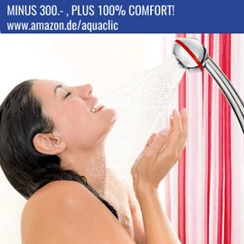 AquaClic SwissClima Vitalite Top Shower Head Powerful for More Pressure, e.g. Instantaneous Water Heater and Less Water: Limescale Free Hand Shower, Rain Jet Attachment, 3 Reducers, SwissMade