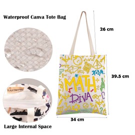FEELMEM Math Diva Gift Math Geek Gift Math Diva Mathematical Canvas Tote Bag Math Teacher Gifts Math Lover Book Bag Math Gifts