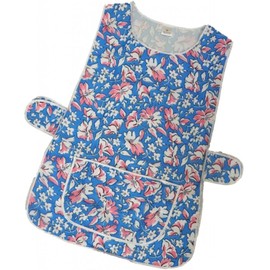 HDUK Ladies Floral Home/Work Tabard (Tabbard) Apron with Single Large Front Pocket, White Piping and Side Fastening Button Tabs (UK 8/10 (WMS), Royal Blue Floral)