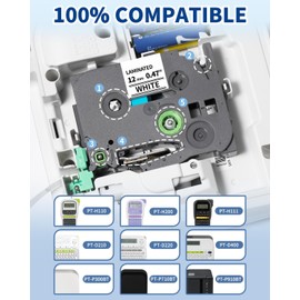 Replacement for Brother P-Touch Label Tape 12mm 0.47 Laminated TZe-231 | Label Maker Tape Refills Compatible with Brother PT-D210 D220 H110 D400 D410 D600