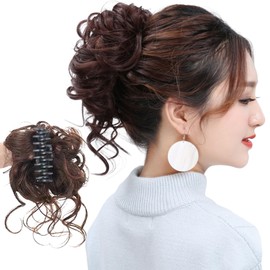 GFun Bun Wig, Curl Clip, Large Kimono, Wedding, Cosplay, Shichi-Go-San Coming of Age Ceremony, Chinese Partial Wig, Dark Brown