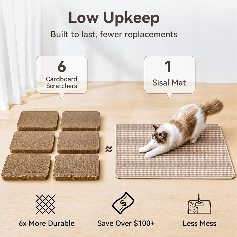 Petinstinct Cat Scratcher Mat, 23.6x15.7 Natural Sisal Cat Scratch Pad