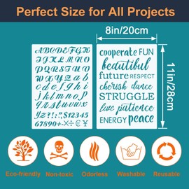 6 Pieces Word Stencils for Painting Decors, 8 x 11 Inches Inspirational Quote Stencils Resuable Plastic Stencils Motivational Templates for Word Art Works, DIY Projects