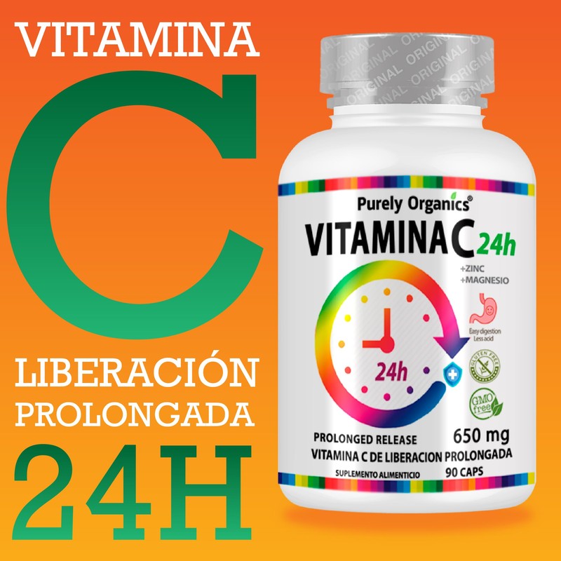 Vitamina C de liberación prolongada. Activo por 24 horas. Con